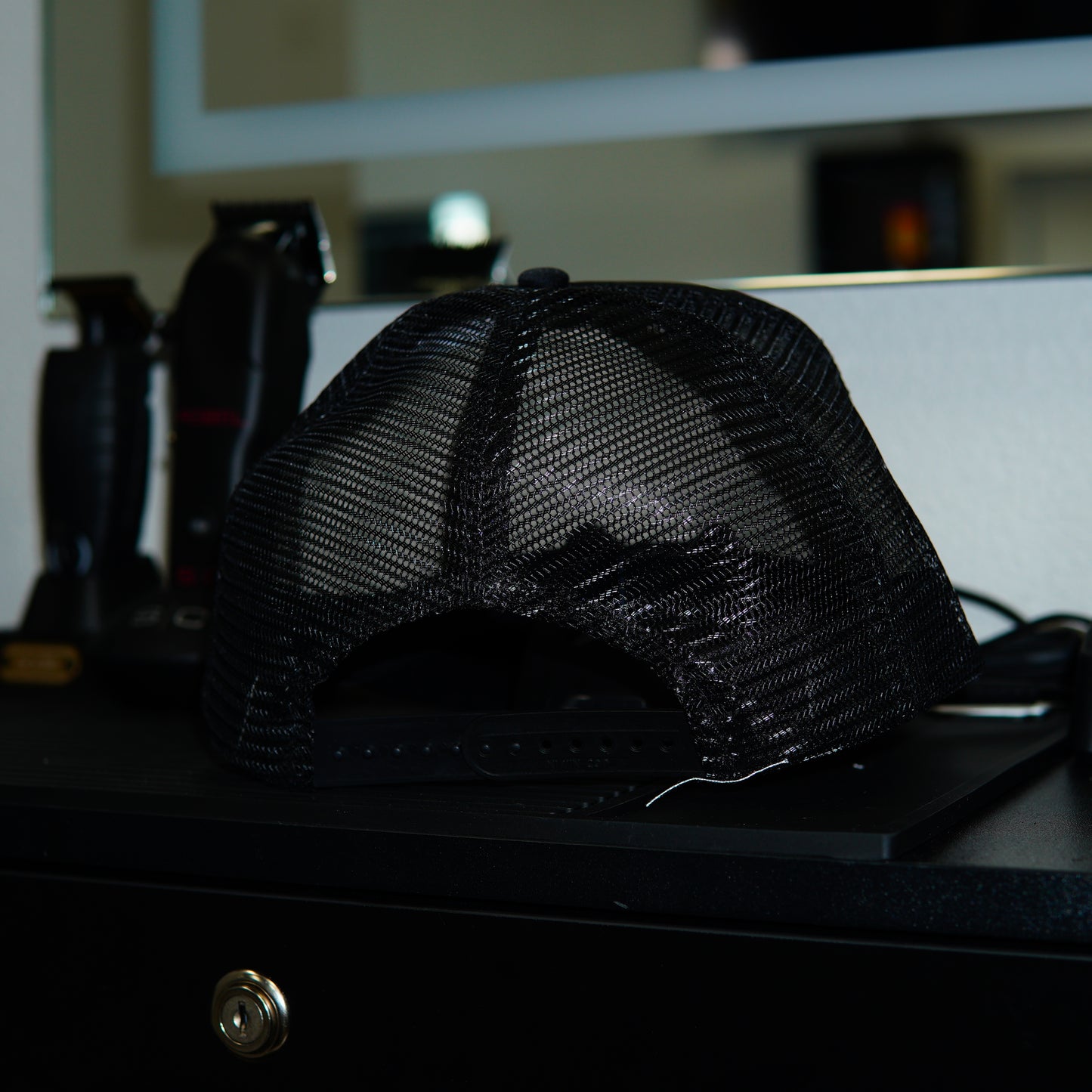 Smoove's Hair Gallery Barbershop Logo Black Trucker Hat