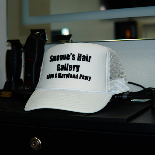Smoove's Hair Gallery Barbershop Address White Trucker Hat